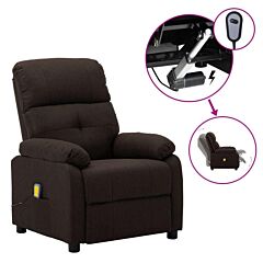 Electric Massage Recliner Chair Dark Brown Fabric - Brown