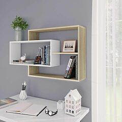 Wall Shelves White And Sonoma Oak 40.9"x7.9"x23.6" Chipboard - Brown