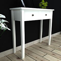 White Dressing Console Table With Two Drawers - White