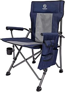 Outdoor Folding Camping Chair High Back Padded Lawn Chair For Camping Hiking, Navy Blue - Navy Blue