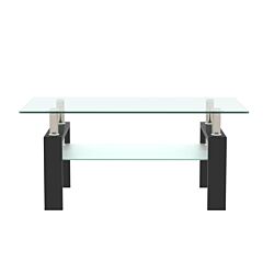 Rectangle Black Glass Coffee Table, Clear Coffee Table,modern Side Center Tables For Living Room, Living Room Furniture - As Pic