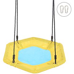 40 Inch Hexagon Swing, Textilene Swing With 2 Carabiners & Adjustable Rope(yellow & Blue) Yf - Yellow & Blue