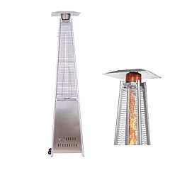 Outdoor Patio Pyramid Propane Space Heater, Portable Flame Heater, W/wheels,stainless Steel Color Rt - As Pic