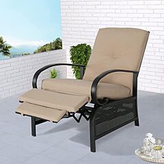 Outdoor Reclining Lounge Chair Automatic Adjustable Patio Lounge Sofa With Comfortable Cushion - Beige