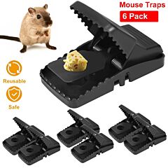 6 Pack Mouse Traps Reusable Rat Trap Mice Snap Trap Effective Mouse Catcher Quick 'n Vole Effective Mice Control With Unique Jaw Design That Captures Rodents Indoor - Black