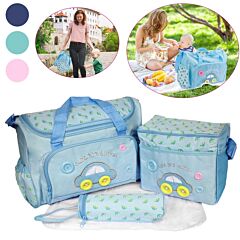 4pcs Diaper Bag Tote Set Baby Napping Changing Bag Shoulder Mummy Bag - Lightblue