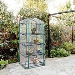 Outdoor Portable Mini 4 Shelves Greenhouse - Green