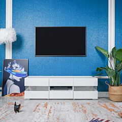 Modern Minimalist Led Light Tv Stand,acrylic White Modern Tv Cabinet ,tv Bench - White