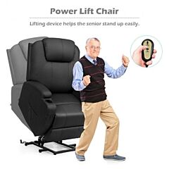 Heated Vibration Massage Power Lift Chair With Remote - Black