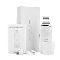 Mini Portable Rechargeable Ultrasonic Facial Skin Scrubber Vibration Cleansing - White