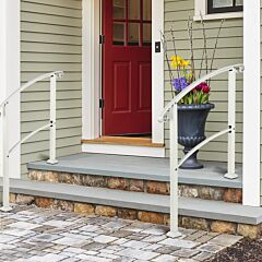 1pcs Artisasset Outdoor 1-3 Steps Adjustable Wrought Iron Handrails White - White
