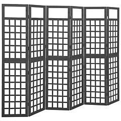 6-panel Room Divider/trellis Solid Fir Wood Black 95.5"x70.9" - Black