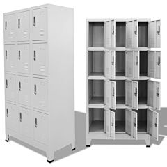 Locker Cabinet With 12 Compartments 35.4"x17.7"x70.9" - Grey