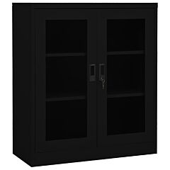 Office Cabinet Black 35.4"x15.7"x41.3" Steel - Black