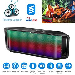Led Wireless Speaker Dynamic Multicolor Hands-free Fm Radio Usb Mmc Reading Aux In For Party Camping Travel - Black