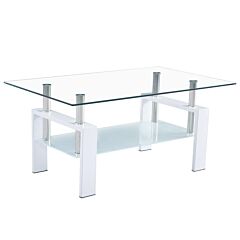 110*60*45.5cm Double-glazed Dining Table Stainless Steel Table Legs - As Pic