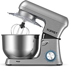 Stand Mixer, Kuppet Stainless Steel Mixer 6.5-qt, Kitchen Mixer 6-speeds Tilt-head Food Mixer With Dough Hook, Wire Whip & Flat Beater, Splash Guard For Home Cooks Electric Mixer, Brushed Silver - Stand Mixer,