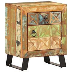Bedside Cabinet 15.7"x11.8"x19.7" Solid Reclaimed Wood - Multicolour