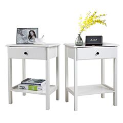 Bedside Table - Two In White - White