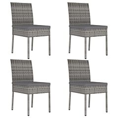 Garden Dining Chairs 4 Pcs Poly Rattan Gray - Grey