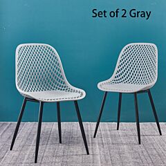 Plastic Dining Chair For Living Room, Outdoor Dining Chair Plastic (set Of 2 Gray Color) - Gray