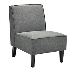 Single Fabric Modern Armless Accent Sofa Chair With Rubber Wood Legs - Gray