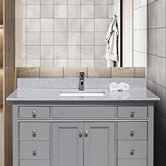 49 Inches Bathroom Stone Vanity Top Calacatta Gray Engineered Marble Color With Undermount Ceramic Sink And Single Faucet Hole With Backsplash - Gray