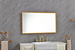 Super Bright Led Bathroom Mirror With Lights, Metal Frame Mirror Wall Mounted Lighted Vanity Mirrors For Wall, Anti Fog Dimmable Led Mirror For Makeup, Horizontal/verti - Gold