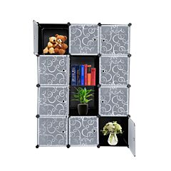 Cube Storage 12-cube Closet Organizer Storage Shelves Cubes Organizer Diy Closet Cabinet With Doors Rt - Black/white