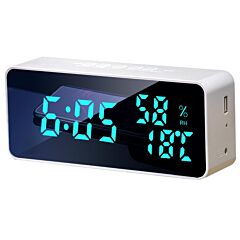 Smart App Digital Alarm Clock With 100 Colors Led Indoor Temperature Humidity Display White - White