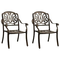 Garden Chairs 2 Pcs Cast Aluminum Bronze - Brown