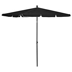 Garden Parasol With Pole 82.7"x55.1" Black - Black