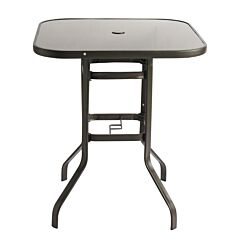 Patio Garden Outdoor Bistro Tempered Glass Dining Table - Black