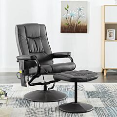 Massage Chair With Foot Stool Gray Faux Leather - Grey