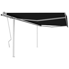 Manual Retractable Awning With Posts 157.5"x118.1" Anthracite - Anthracite