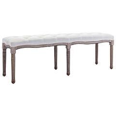 Bench Cream White 59.1"x15.7"x18.9" Linen And Solid Wood - White
