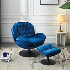 Swivel Leisure Chair Velvet Lounge Chair - Blue