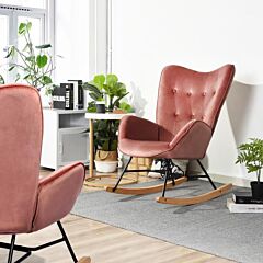 Rocking Chairs Velvet Pink - Pink