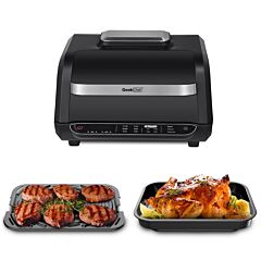 (do Not Sell On Amazon) Geek Chef Airocook Smart 7-in-1 Indoor Electric Grill Air Fryer Family Large Capacity Grilled Pizza And Cyclone Grill Technology Countertop Grill Stainless Steel Rt - Black