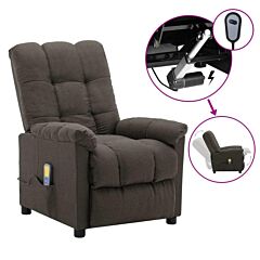 Electric Massage Recliner Taupe Fabric - Taupe