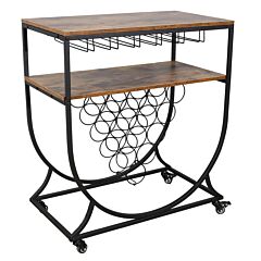 Wine Rack Cart With Glass Holder Rt - As Pic