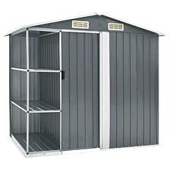 Garden Shed With Rack Gray 80.7"x51.2"x72" Iron - Grey