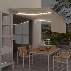 Manual Retractable Awning With Blind&led 157.5"x118.1" Cream - Cream