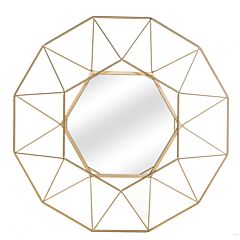 Free Shipping Iron Wall Mirror Radial Triangle Round Mirror Iron Wall Mirror Decorative Mirror 25.5inch  Golden  Yj - Gold