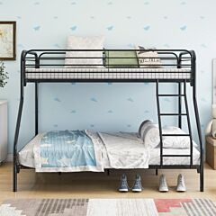 Heavy Duty Twin-over-full Metal Bunk Bed, Easy Assembly With Enhanced Upper-level Guardrail, Black - As Picture