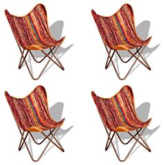 Butterfly Chairs 4 Pcs Multicolor Chindi Fabric - Multicolour