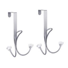 2pcs/double Hook Clothes Adhesive Hook Heavy Duty Wall Hook Clothes Hook Coat Hook Wall Mount Silver - Silver