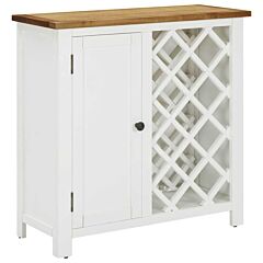 Wine Cabinet 31.5"x12.6"x31.5" Solid Oak Wood - White