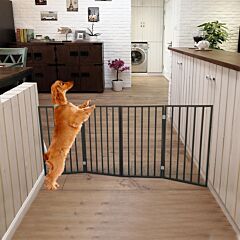 Pet Gate – Dog Gate For Doorways, Stairs Or House – Freestanding, Folding , Dark Brown,arc Wooden - Dark Brown