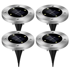 4pcs Solar Ground Light Waterproof Buried Light In-ground Path Deck Lawn Patio Light 4led - Silver